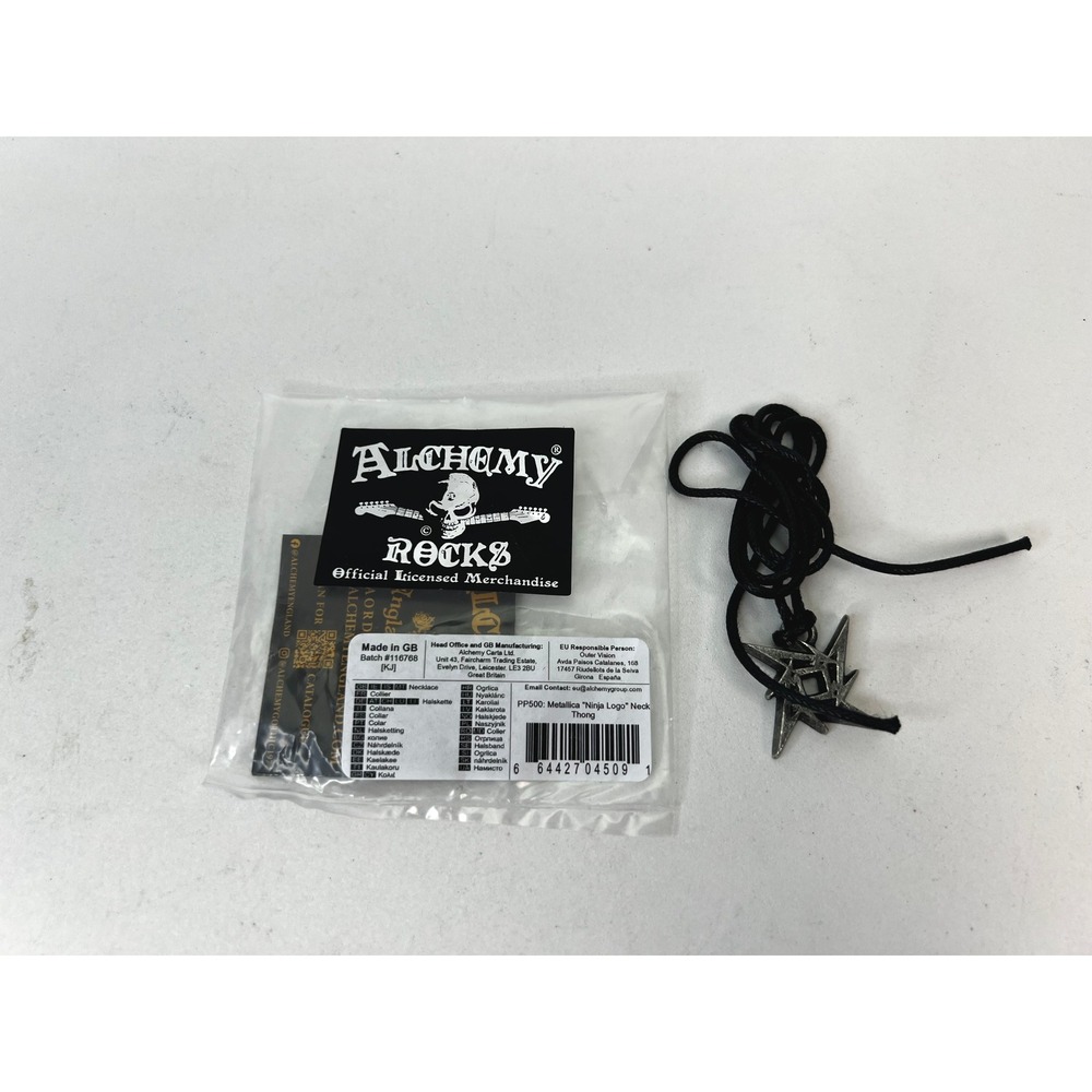 Alchemy Rocks Metallica Ninja Star‎ Logo Black Cord Necklace Official Merch